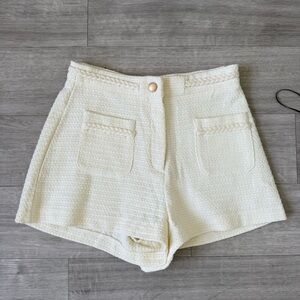 High Waist Cream Women's Shorts